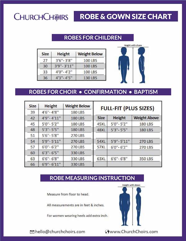 ROBES SIZE GUIDE