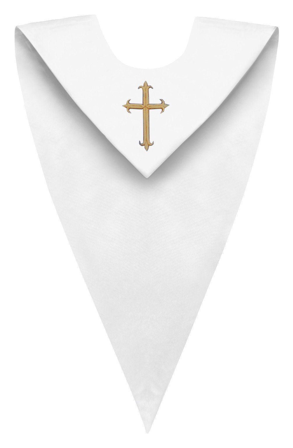 White V-Neck Choir Stole - Church Choirs