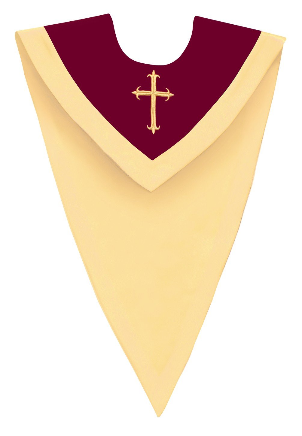Maroon/Gold V-Neck Choir Stole - Church Choirs