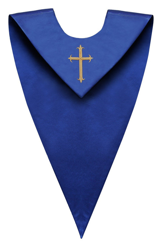 Royal Blue V-Neck Choir Stole - Church Choirs