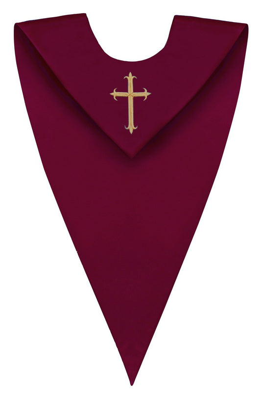 Maroon V-Neck Choir Stole - Church Choirs