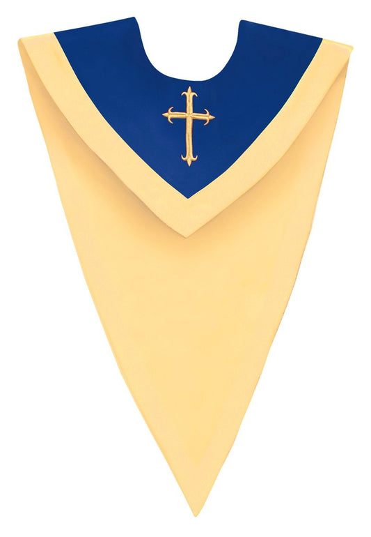 Royal Blue/Gold V-Neck Choir Stole - Church Choirs
